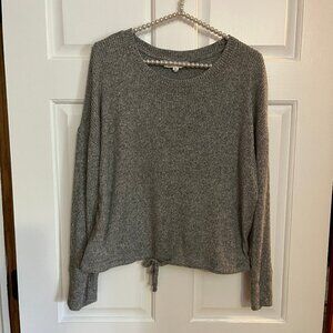 Pink Rose Ladies Long Sleeve Drawstring Waist Ribbed Knit Sweater Plus Size XL